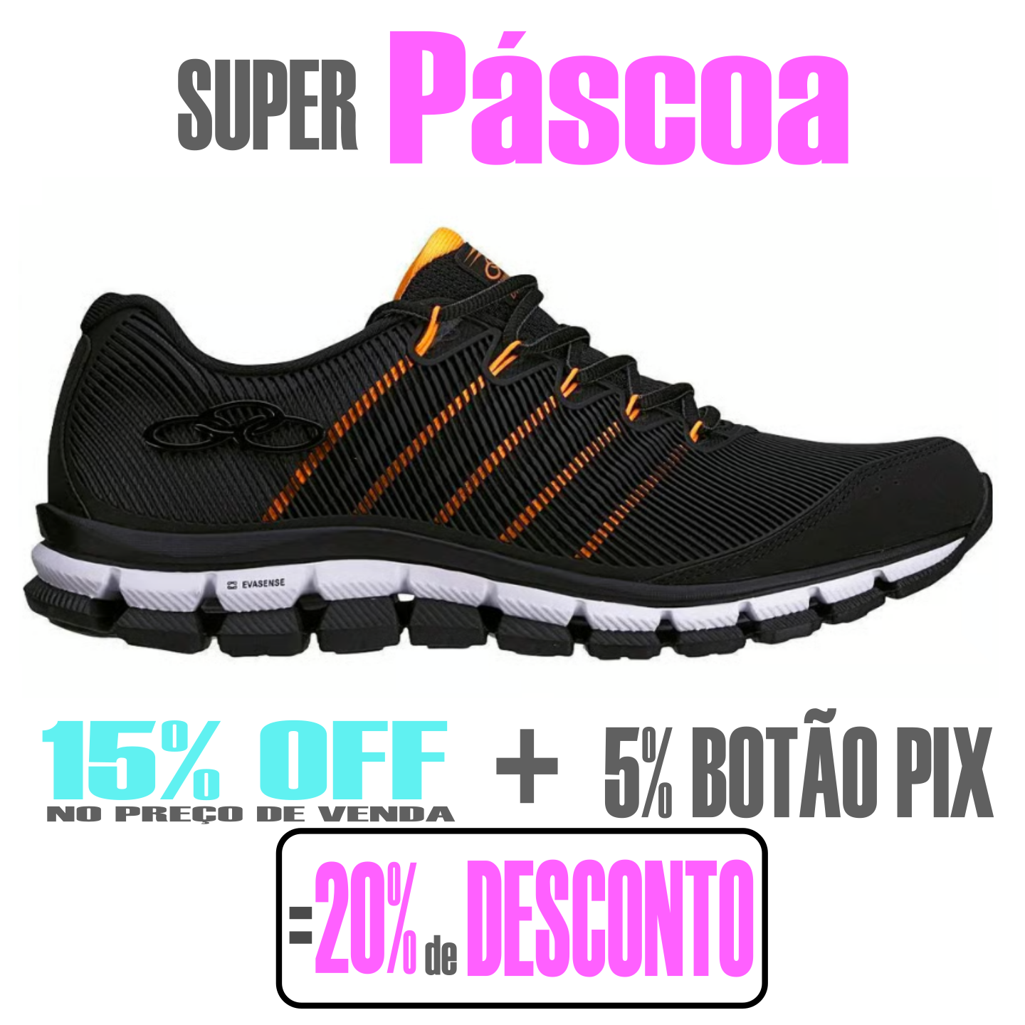 Tênis Olympikus Dynamic - Preto-Laranja - masculino